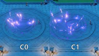 Kuki Shinobu C0 vs C1 (Area of Effect) Side by side