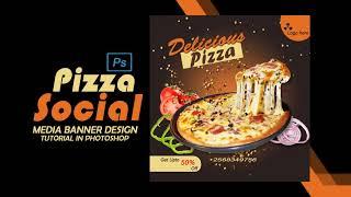 Pizza Social Media Banner Design in Photoshop - Photoshop Tutorial