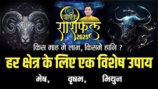 2025 Varshik Rashifal | Yearly Horoscope 2025: मेष, वृष, मिथुन का वार्षिक राशिफल |हर क्षेत्र का उपाय