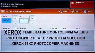 machine temperature control nvm values xerox 58xx