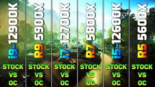 Stock vs Overclock | i9 12900K vs R9 5900X vs i7 12700K vs R7 5800X vs i5 12600K vs R5 5600X