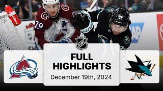 NHL Highlights | Avalanche vs. Sharks | December 19, 2024