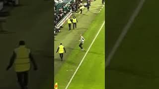 celtic fan thrown in to the stand by a steward