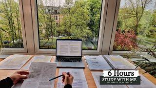 6 HOUR STUDY WITH ME on A RAINY DAY⎢Background noise, 10 min Break, No music, Study with Merve