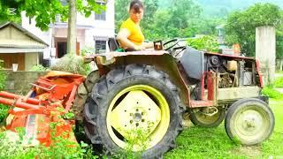 Farm Machinery Stuck on River Bank A Girl Repair