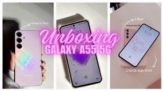 Unboxing Samsung Galaxy A55 5G Lilac | Camera test + accessories | Aesthetic unboxing