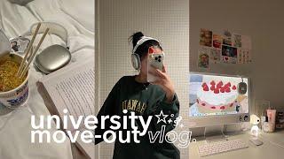 move out vlog  | finals week, university life + aesthetic dorm tour