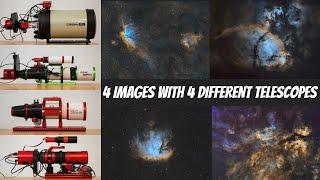 4 photos taken with 4 different telescopes - Astrophotography at 250mm - 1422mm focal length