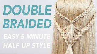 Double Braided Half up Half Down Hairstyle - Simple, Easy & Beautiful | EverydayHairInspiration