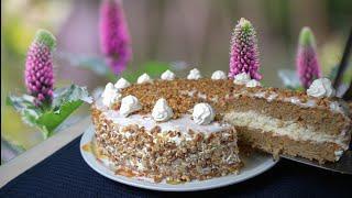 Delicious nut cake  With hazelnut brittle