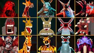 Zoochosis ALL JUMPSCARES vs MINECRAFT vs ROBLOX