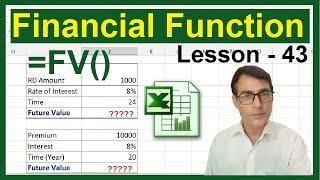 How to use FV formula to calculate Future Value | Ms excel tutorial - 43 | FV Function in excel (CC)