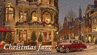 Relaxing with Instrumental Christmas Jazz Music & Snow Ambience  Cozy Winter Coffee Shop Ambience