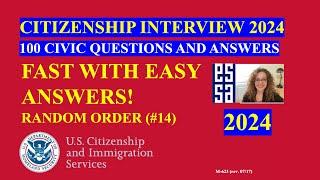 2024 Random 100 Civics Questions and Answers: U.S. Citizenship Interview 2024 | Fast Easy Answer 14