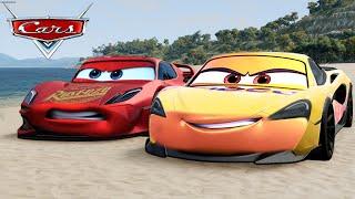 Cruz Beats Lightning Mcqueen at Fireball Beach | Cars movie Remake| BeamNG.drive