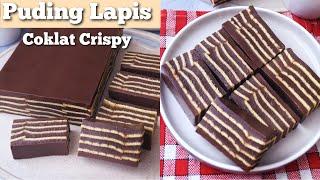 CARA MEMBUAT PUDING LAPIS COKLAT CRISPY ENAK & SIMPLE