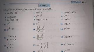 Ex 11.2  question no 1 to 37 RD SHARMA SOLUTIONS OF DIFFERENTIATION FOR CLASS 12