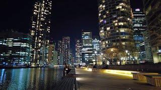 [4K] Canary Wharf at Night | London Walk