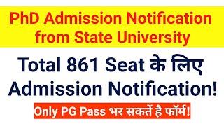 बम्पर सीट|| PhD Admission Notification from State University|| phd || PhD || UGC-NET||