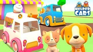 Helper Cars Cartoon: An Ice Cream Van - Learn Street Vehicles' Names & Cars for Kids