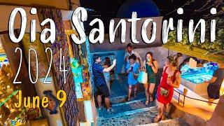 Oia Santorini, nightlife walking tour 4k, Greece 2024