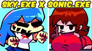Friday Night Funkin' VS Sonic.EXE VS Sky.EXE (FNF MOD/You Can't Run) (Sonic.EXE X Sky Fangirl)
