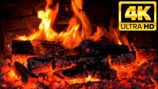 Perfect Relaxing Evening With Cozy Fireplace 4K  (10 Hours) Crackling Fire Sounds With Burning Logs