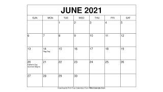 Printable June 2021 Calendar Templates with Holidays - Wiki Calendar