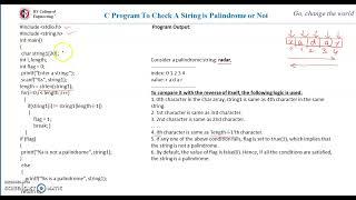 String Palindrome Program in C