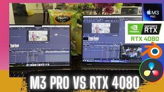 M3 Pro vs RTX 4080m Laptop- Blender and Resolve Multicam Timeline Tests + Object Tracking + Timeline