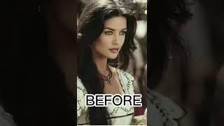 CATHERINE ZETA JONES BEFORE AFTER 2023 MORTICIA ADDAMS SHORTS