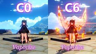 Hu tao C6 vs C0! How Much difference? Vaporize DMG Comparison