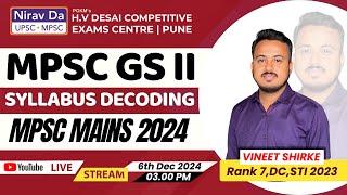 MPSC GS II Syllabus Decoding | MPSC Mains 2024 | Live Session with Vineet Shirke...