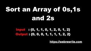 Sort an Array of 0s, 1s and 2s