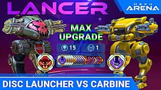 Disc Launcher vs Carbine with Lancer - Max Upgrade - Godlike Nemesis - Mech Arena Robot Showdown