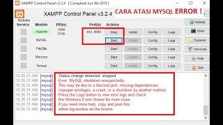 Mengatasi MYSQL Error Pada XAMPP