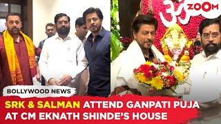 Shah Rukh Khan & Salman Khan attend Ganpati Puja at CM Eknath Shinde’s house & pose together