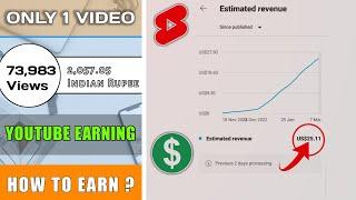 ONLY 1 VIDEO  YOUTUBE EARNING || How to earn mony from video