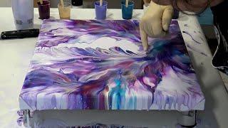 Stunning Purple, Turquoise, And Gold Dutch Pour Acrylic Painting  - You'll Love It!