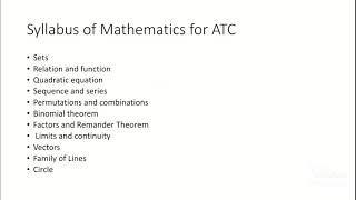 AAI(Atc) 2021 Mathematics syllabus