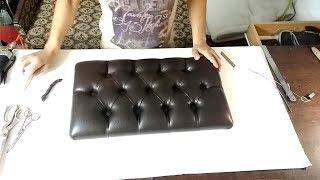 Мягкое сиденье с каретной стяжкой. (A seat for padded stool. Chesterfield. Handmade).