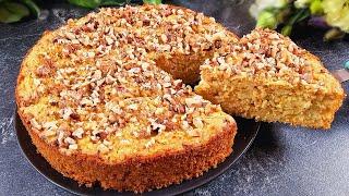 Take oats, apples and nuts and make this healthy cake! No flour, No Sugar, No butter!