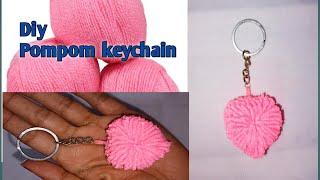 Diy pompom keychain l Pompom keychain ideas with woolan l Diy Heartshape PomPom keychains