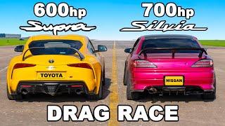 600hp Toyota Supra v 700hp Nissan Silvia: DRAG RACE