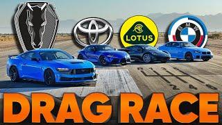 2024 Mustang Dark Horse vs Lotus Emira, M2, Supra, Camaro, Challenger — Cammisa Ultimate Drag Race