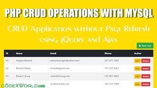 PHP CRUD Operations without Page Refresh using jQuery, Ajax, and MySQL
