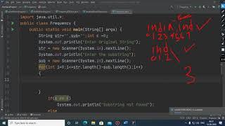 To Search Frequency of a Substring in a given String