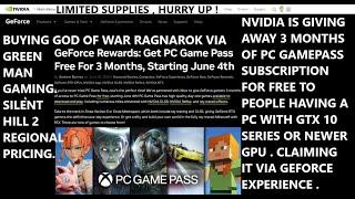 3 Months of PC Gamepass Subscription FREE for Nvidia GPU Owners | Buying God of War Ragnarok via GMG