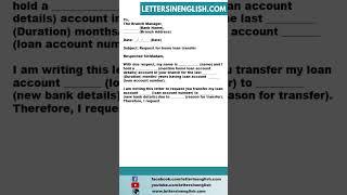 Request Letter for Home Loan Transfer to Other Bank - Letter to Bank Requesting Home Loan Transfer