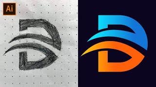 Adobe Illustrator Tutorial - How to Create Logo Design From Sketch